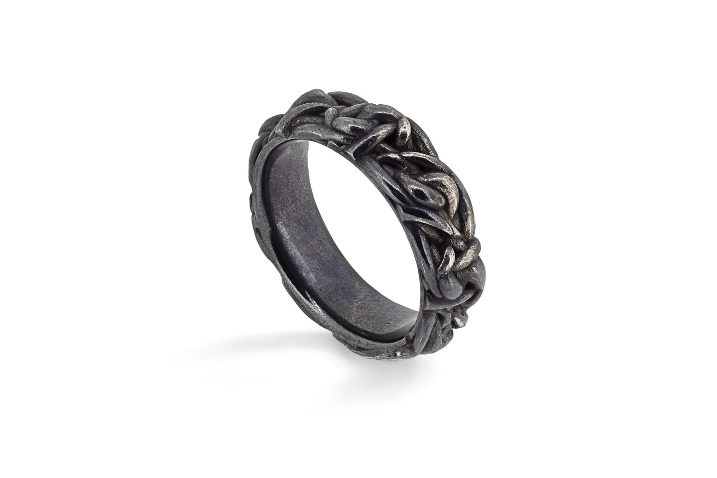 Gents Oxidised Silver Tangled Ring
